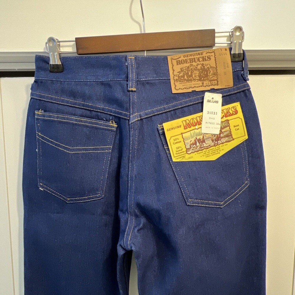 VTG Sears Roebucks Men's 30x33 Dark Indigo Bootcut Jeans Cotton/Fortrel NEW‎ NWT
